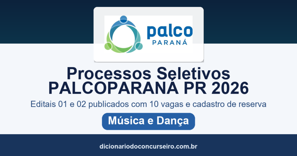 PALCOPARANÁ PR 2026: processos seletivos 01 e 02 publicados com 10 vagas e cadastro de reserva