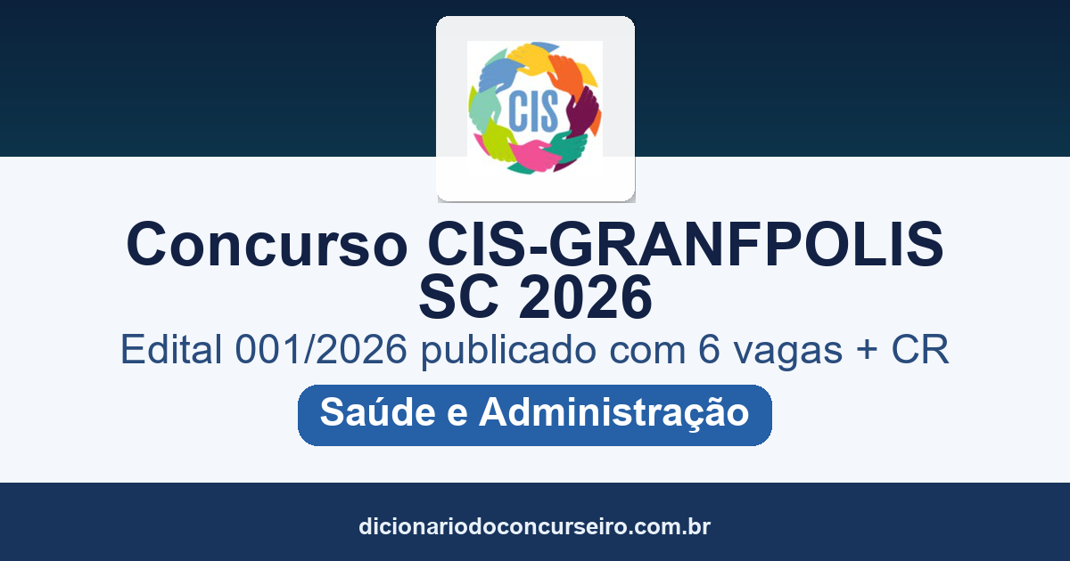 Concurso CIS-GRANFPOLIS SC 2026: edital publicado com 6 vagas e cadastro reserva
