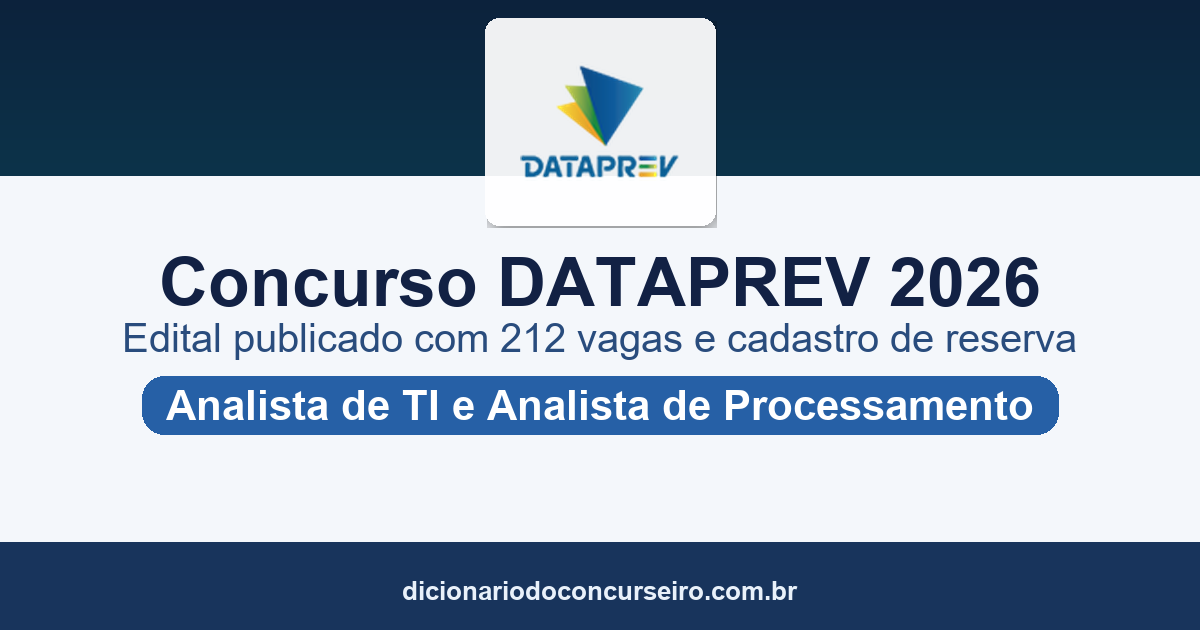 Concurso DATAPREV 2026: edital publicado com 212 vagas e cadastro de reserva