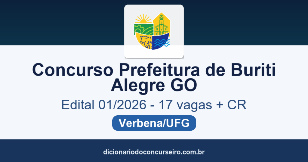 Concurso Prefeitura de Buriti Alegre GO 2026: edital publicado com 17 vagas