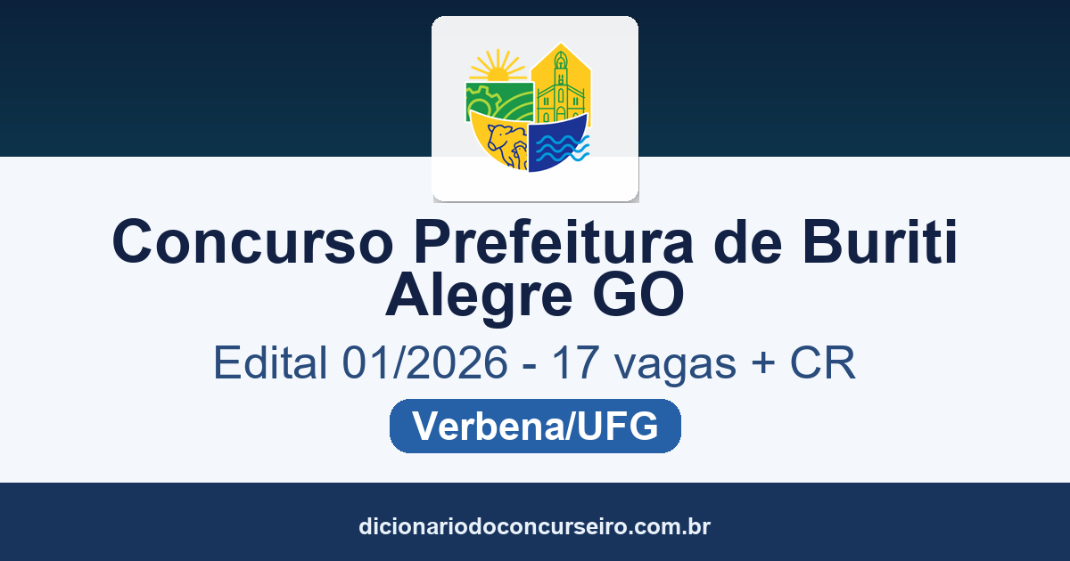 Concurso Prefeitura de Buriti Alegre GO 2026: edital publicado com 17 vagas