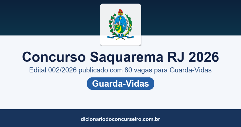 Concurso Saquarema RJ 2026: edital 002/2026 publicado com 80 vagas para Guarda-Vidas