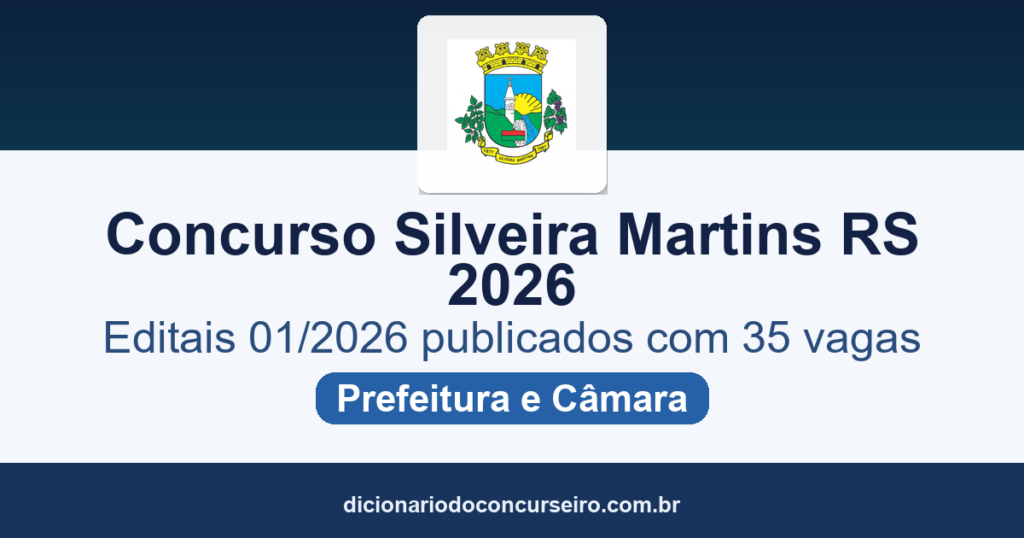 Concurso Silveira Martins RS 2026: editais 01/2026 publicados com 35 vagas e cadastro reserva