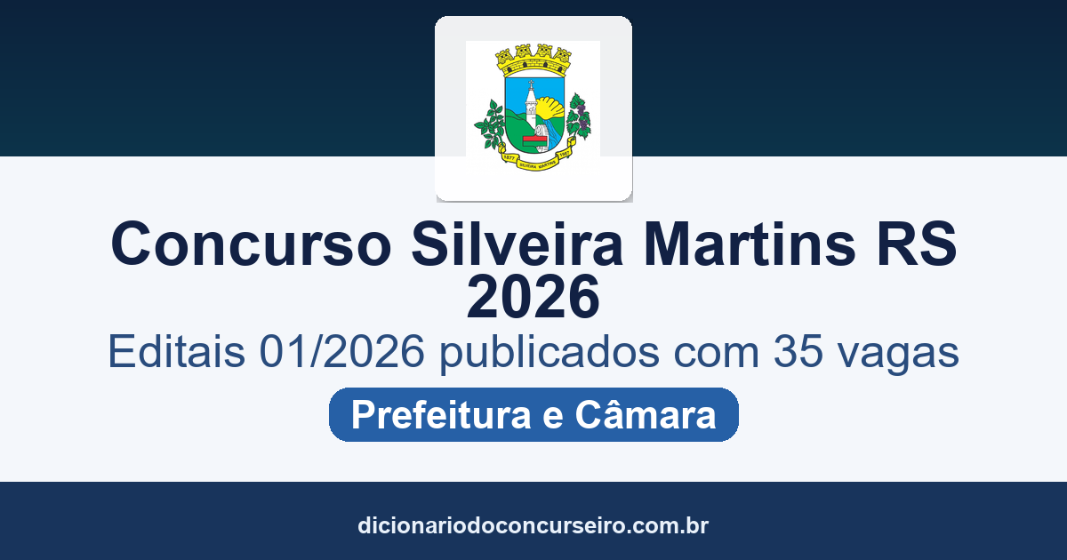Concurso Silveira Martins RS 2026: editais 01/2026 publicados com 35 vagas e cadastro reserva