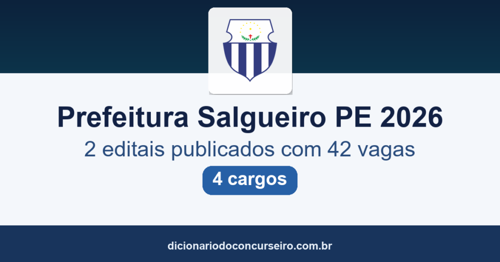 Prefeitura Salgueiro PE 2026: dois editais publicados com 42 vagas