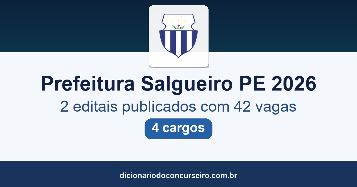 Prefeitura Salgueiro PE 2026: dois editais publicados com 42 vagas