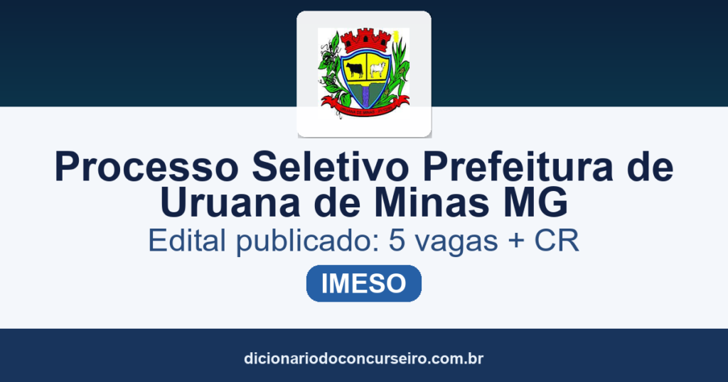 Processo Seletivo Prefeitura de Uruana de Minas MG 2026: edital publicado com 5 vagas