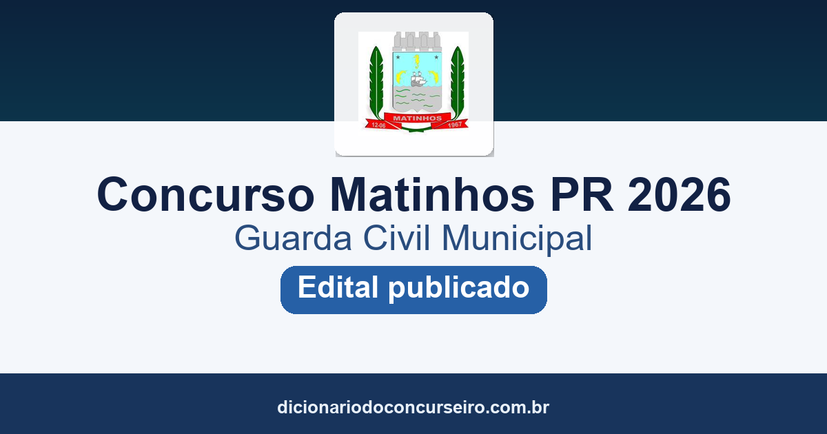 Concurso Matinhos PR 2026: edital publicado para Guarda Civil Municipal