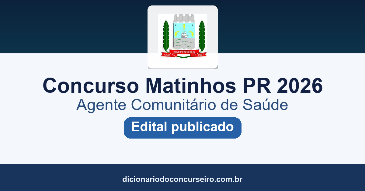 Concurso Matinhos PR 2026: edital publicado para ACS