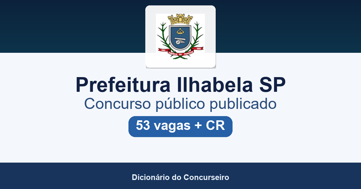 Concurso Prefeitura Ilhabela SP 2026: edital 01/2026 publicado com 53 vagas e cadastro reserva