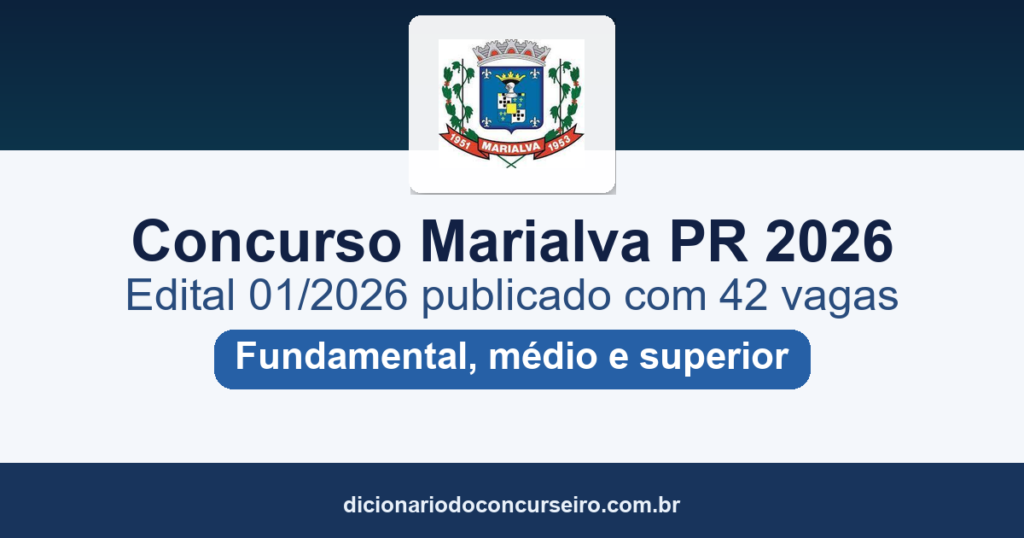 Concurso Prefeitura de Marialva PR 2026: edital 01/2026 publicado com 42 vagas