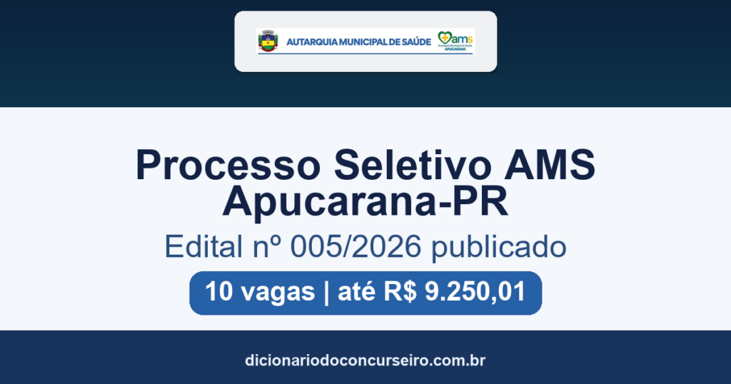 Processo Seletivo AMS Apucarana-PR 2026: edital publicado