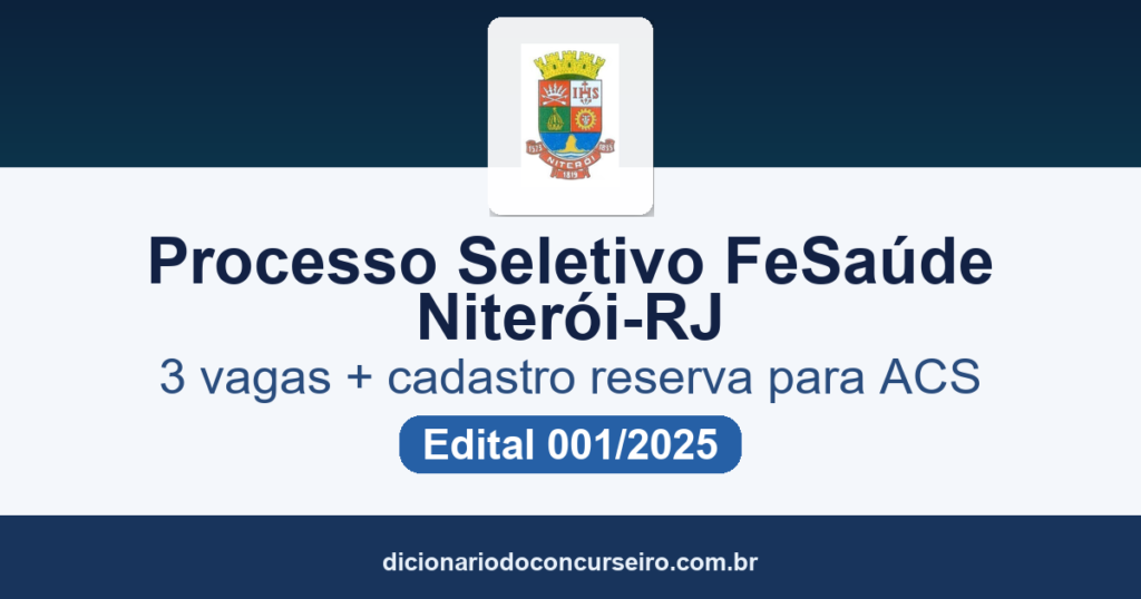 Processo Seletivo FeSaúde Niterói-RJ 2025: edital publicado com 3 vagas e cadastro reserva