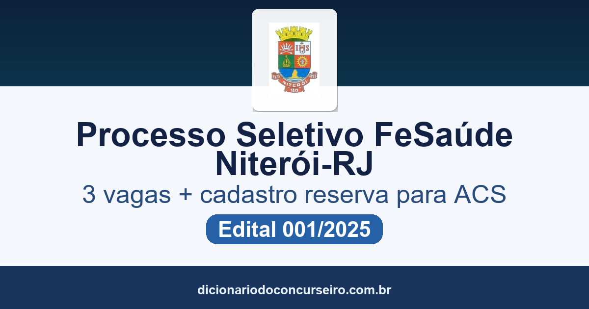 Processo Seletivo FeSaúde Niterói-RJ 2025: edital publicado com 3 vagas e cadastro reserva
