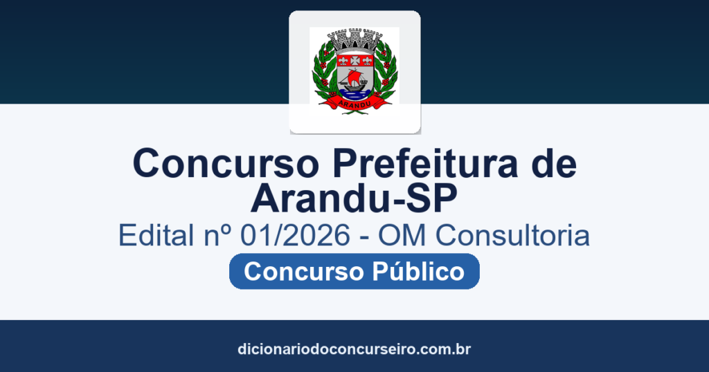 Concurso Prefeitura de Arandu-SP 2026: edital com 6 vagas