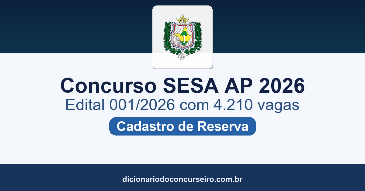 Concurso SESA AP 2026: edital 01/2026 publicado com 4.210 vagas para cadastro de reserva