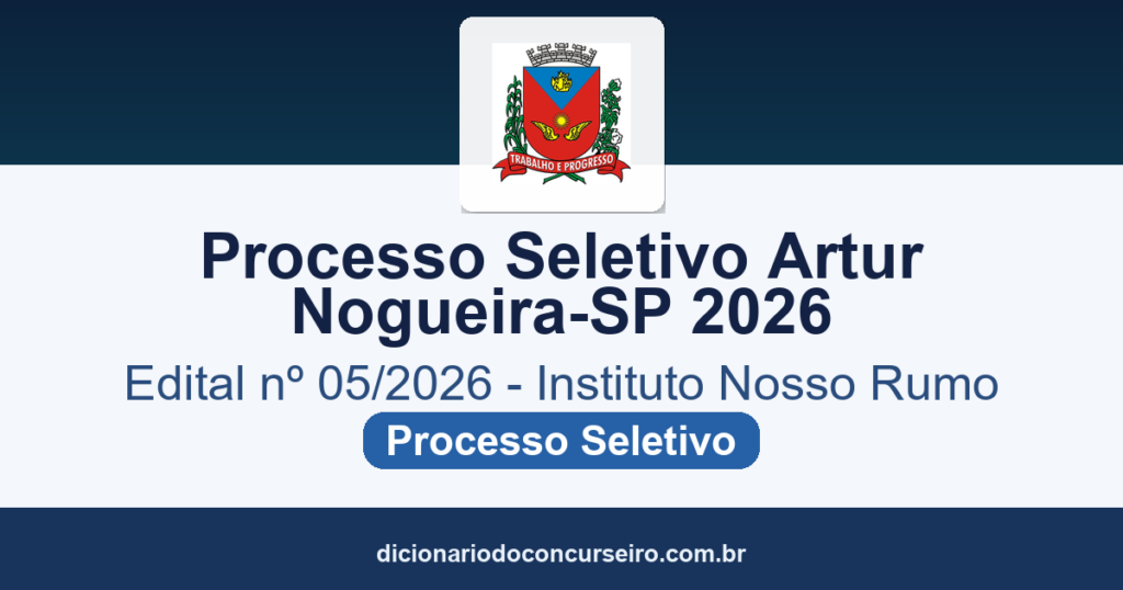 Processo Seletivo Artur Nogueira-SP 2026: edital com cadastro de reserva para Professor
