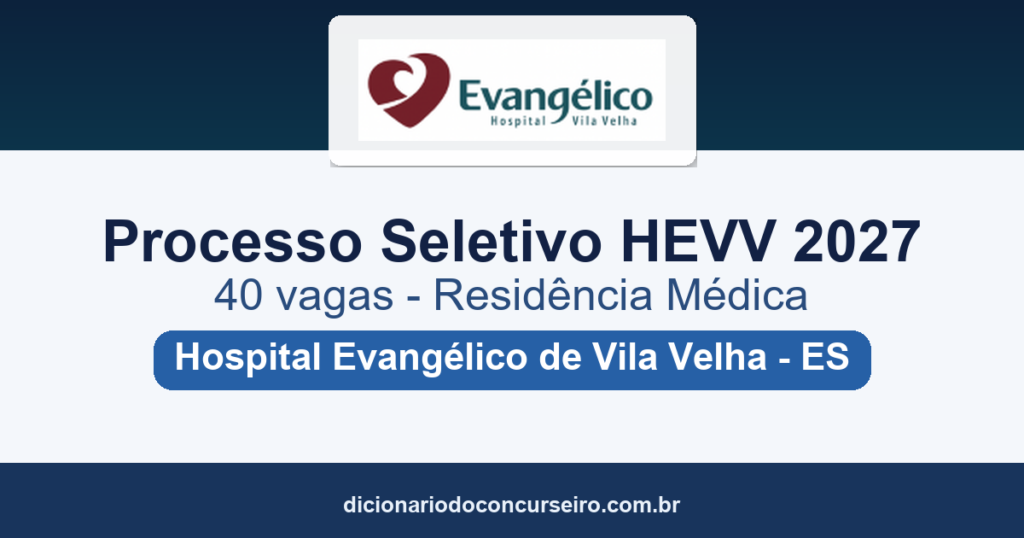 Processo Seletivo HEVV 2027: 40 vagas em programas de residência médica