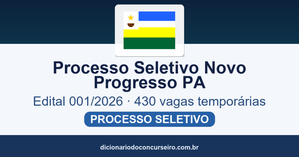 Processo Seletivo Novo Progresso PA 2026: edital publicado com 430 vagas temporárias