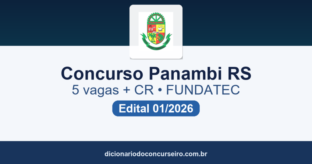 Concurso Público Panambi RS 2026: edital 01/2026 abre 5 vagas